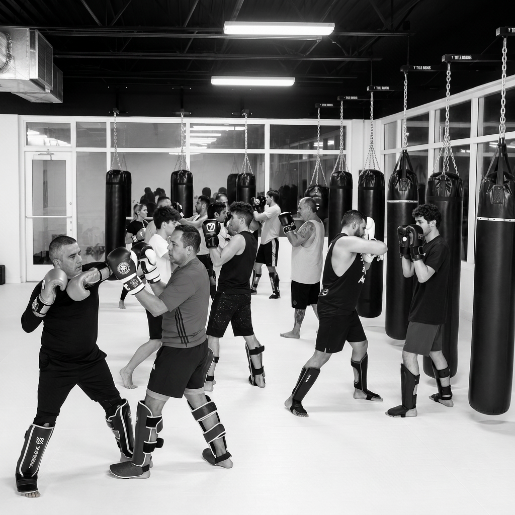 Adult Muay Thai pad work at Gama Filho Martial Arts